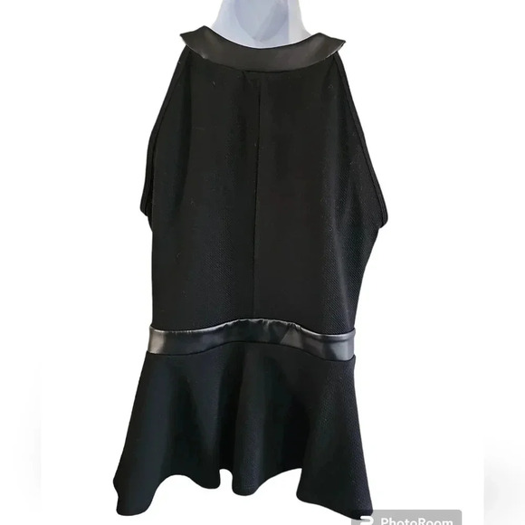 Ashley Stewart Women 16 Top Black Faux Leather Zip Peplum Statement Archival Y2K - Picture 4 of 7